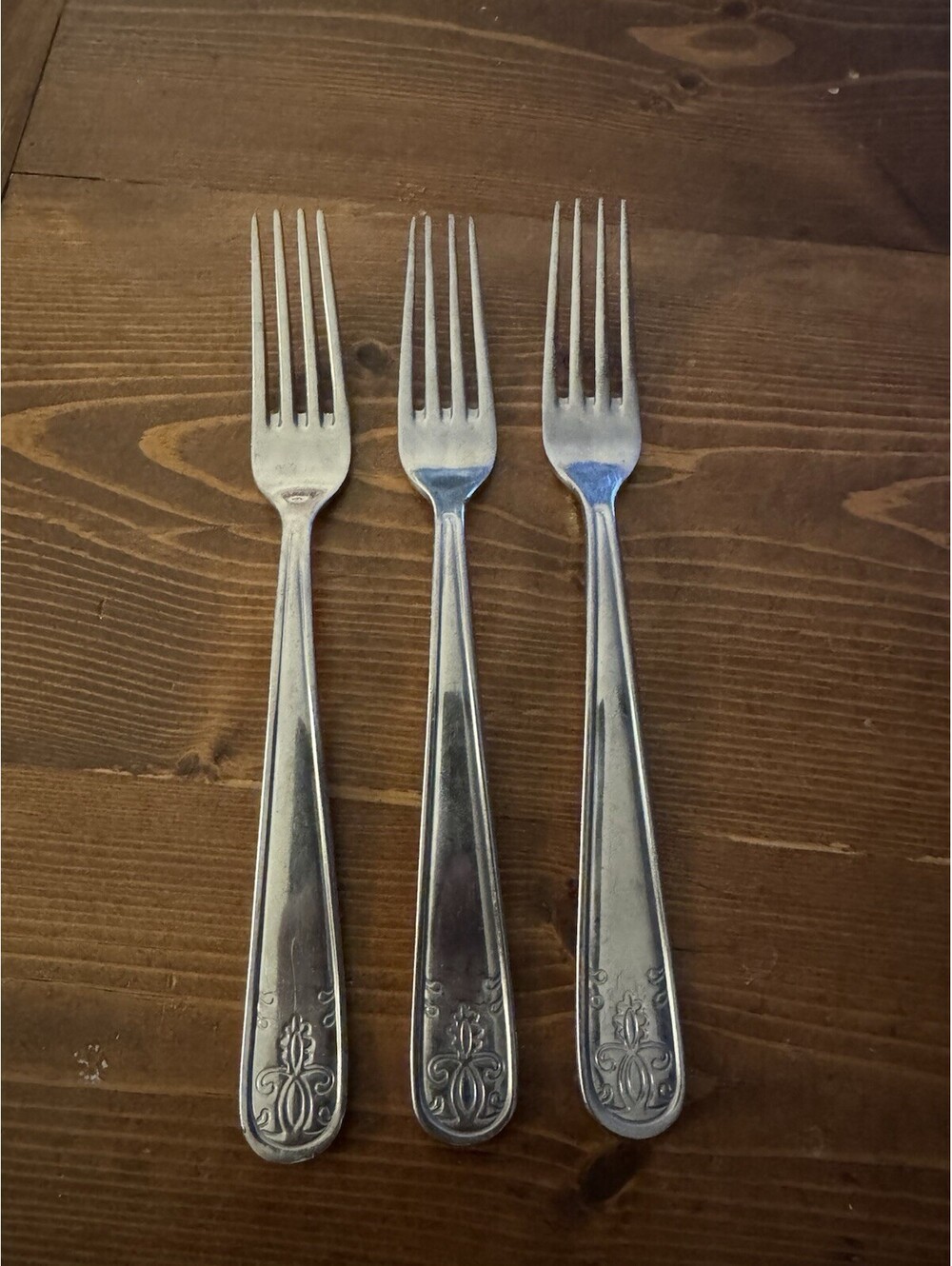 Vintage IKEA Stainless Steel Small Forks Set of 3 Ornate Handle Flatware